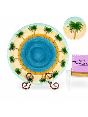 Anne Ormsby Baum Bros Imports TROPICAL PALM Pool Ceramic 12.5" Serving Platter